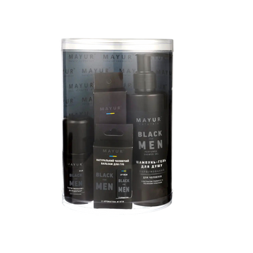 Чоловічий набір для тіла і волосся "Black for man"  (шампунь-гель, дезодорант, парфуми, бальзам для губ) 7.18 фото