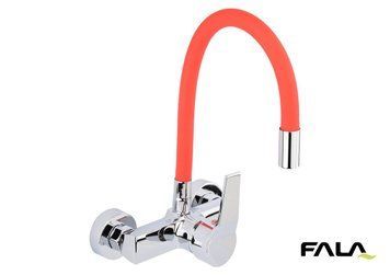 Змішувач води настінний "FLEXIBLE" FALA з гнучкою червоною лійкою [10] 75672 фото